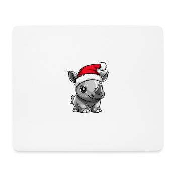 Rhinocéros Noël mignon - Tapis de souris (format paysage) - blanc - Devant