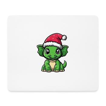 Dinosaure tricératops Noël mignon - Tapis de souris (format paysage) - blanc - Devant