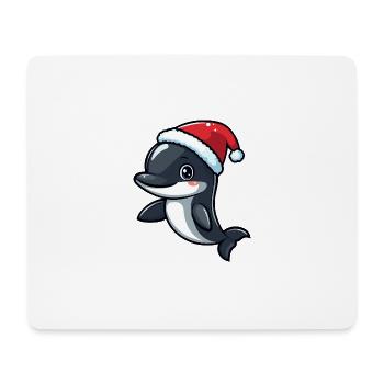Dauphin Noël mignon - Tapis de souris (format paysage) - blanc - Devant