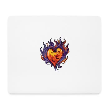 Coeur, Flamme, Feu, Amour - Tapis de souris (format paysage) - blanc - Devant