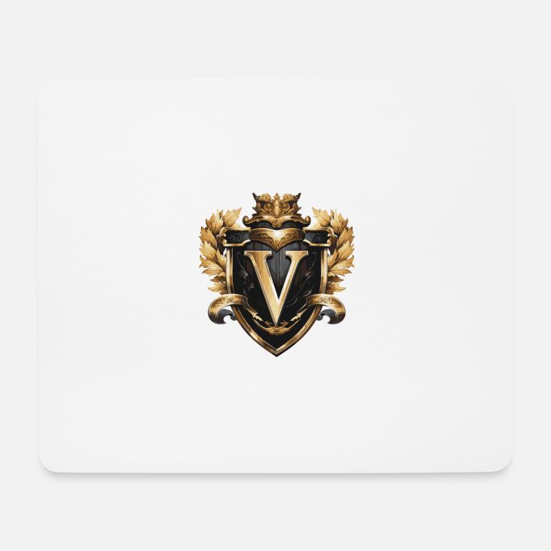 V Buchstabe Logo Krone - Mousepad (Querformat) - Weiß