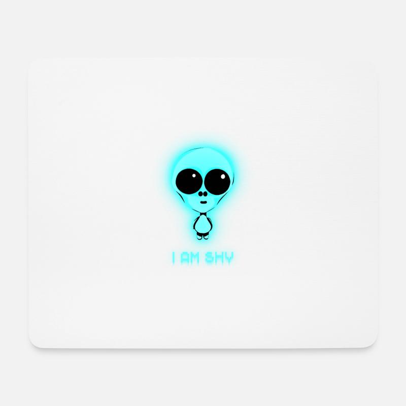 Außerirdischer | Kawaii Alien "I am Shy" - Mousepad (Querformat) - Weiß