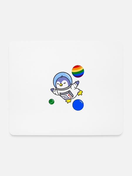 Penguin Astronaut Gay Pride - Mousepad (Querformat) - Weiß