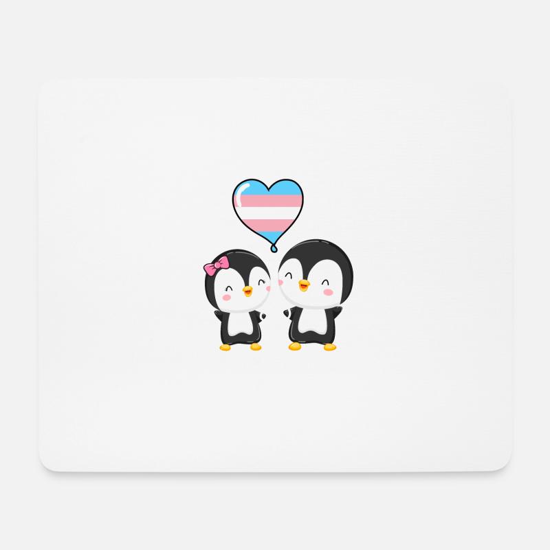 Trans Pride Pinguin-Paar - Mousepad (Querformat) - Weiß