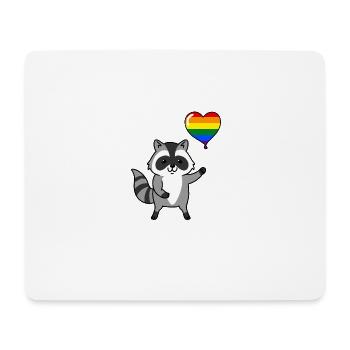 Waschbär Herzballon LGBT Gay Pride - Mousepad (Querformat) - Weiß - Vorne