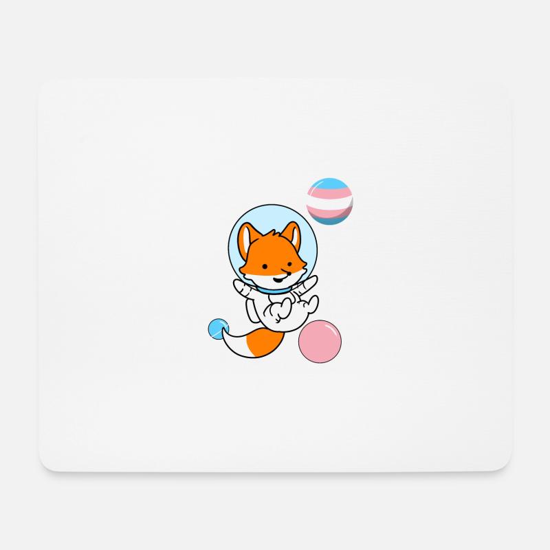 Fuchs Astronaut Trans Pride - Mousepad (Querformat) - Weiß