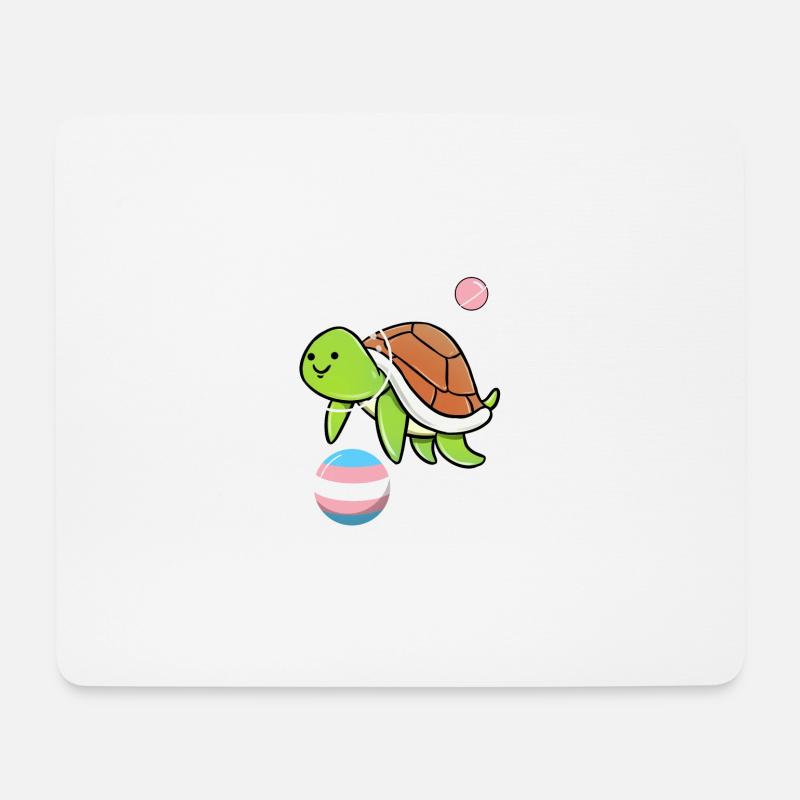 Schildkröte Astronaut Trans Pride - Mousepad (Querformat) - Weiß