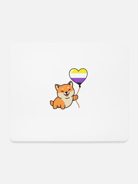 Shiba Inu Nonbinary Pride Ballon Nonbinary Pride - Mousepad (Querformat) - Weiß