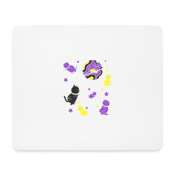 Nonbinary Pride Katze im Weltraum - Mousepad (Querformat) - Weiß - Vorne