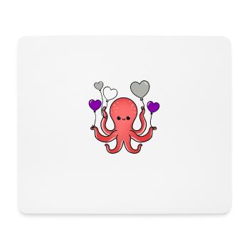 Oktopus Herzballon Graysexual Pride - Mousepad (Querformat) - Weiß - Vorne