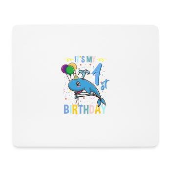 Its My 1st Birthday Blauwal Meerestier - Mousepad (Querformat) - Weiß - Vorne