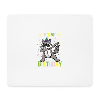 Its My 1st Birthday Waschbär - Mousepad (Querformat) - Weiß - Vorne