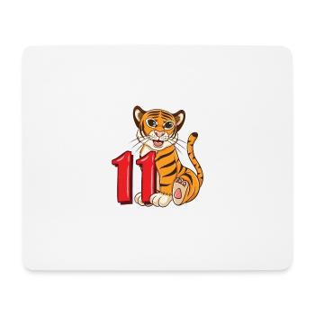 11 anniversaire Zoo Tiger 11 ans - Tapis de souris (format paysage) - blanc - Devant