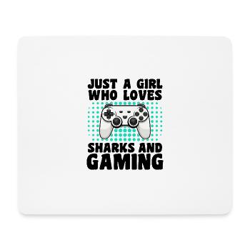 Gamer und Haie: Videospiele & Wasserabenteuer - Mousepad (Querformat) - Weiß - Vorne