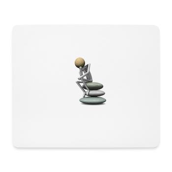Holzkopf als Denker - Mousepad (Querformat) - Weiß - Vorne