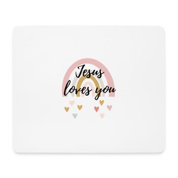 Jésus vous aime - Tapis de souris (format paysage) - blanc - Devant