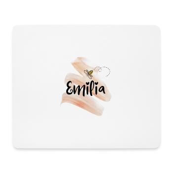 Emilia Name mit Biene und Pinselstrich Pastell - Mousepad (Querformat) - Weiß - Vorne