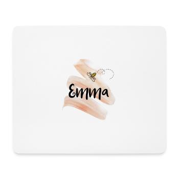 Emma Name mit Biene und Pinselstrich Pastell - Mousepad (Querformat) - Weiß - Vorne