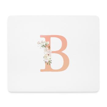 B Monogramm, minimal, pastel, Blumen - Mousepad (Querformat) - Weiß - Vorne