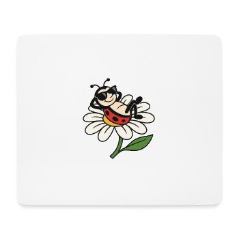 Cooler Marienkäfer auf Daisy - Mousepad (Querformat) - Weiß - Vorne