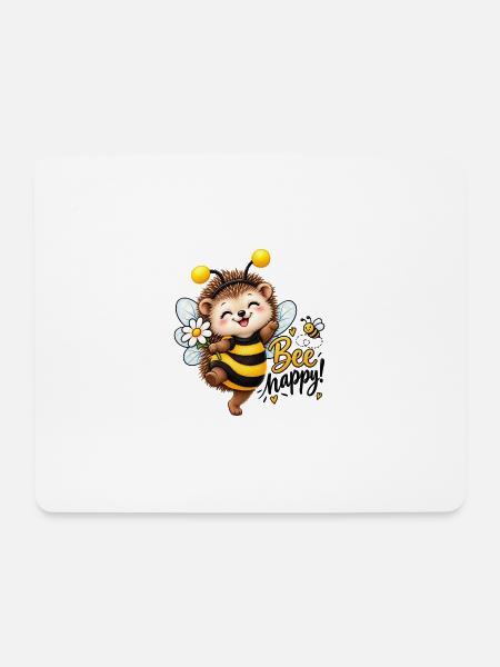 Biene Glücks-Igel Cartoon - Mousepad (Querformat) - Weiß