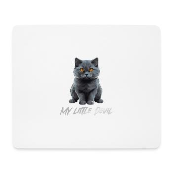 Chat Gris Mignon Mon Petit Diable - Tapis de souris (format paysage) - blanc - Devant