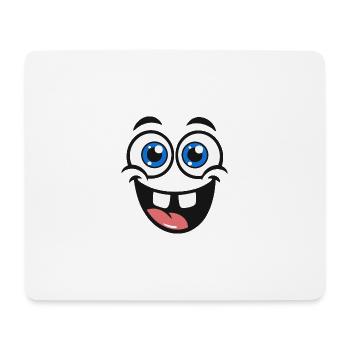 Naughty Cartoon Face – One Eye & Tongue Out - Mouse Pad (horizontal) - white - Front