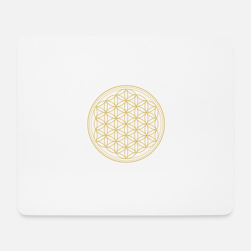 Blume des Lebens in Gold - Mousepad (Querformat) - Weiß