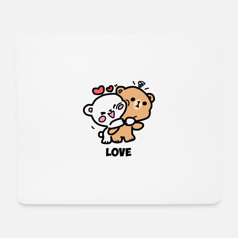 Milch & Mokka Umarmung - Mousepad (Querformat) - Weiß