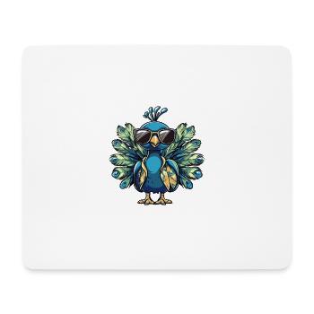 Pfau Vogel Comic Urlaub - Mousepad (Querformat) - Weiß - Vorne