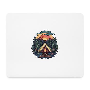 Tente de camping forêt - Tapis de souris (format paysage) - blanc - Devant