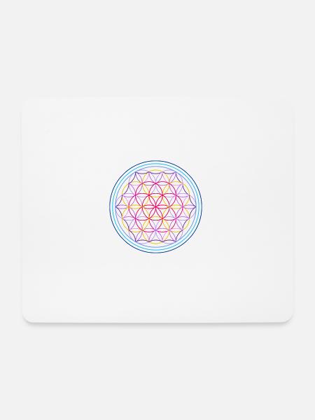 Blume des Lebens rot-blau - Mousepad (Querformat) - Weiß
