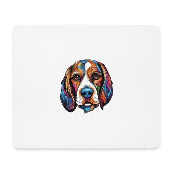 Beagle Hund Portrait - Mousepad (Querformat) - Weiß - Vorne