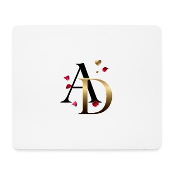 AD Goldmonogramm mit Rosen - Mousepad (Querformat) - Weiß - Vorne