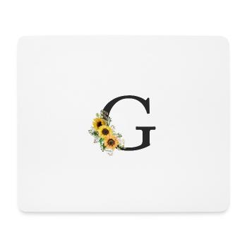 M Monogramm Sonnenblumen - Mousepad (Querformat) - Weiß - Vorne
