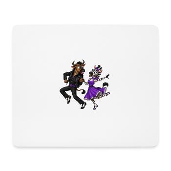 Gnous et zèbres dans le moment de danse rockante - Tapis de souris (format paysage) - blanc - Devant
