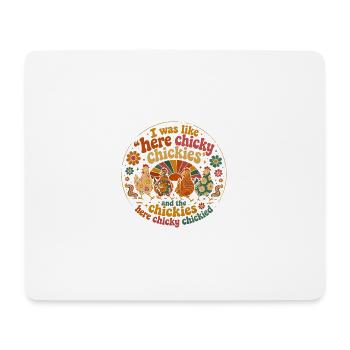 Poule Humour Rétro Groovy Cadeau Fermière - Tapis de souris (format paysage) - blanc - Devant
