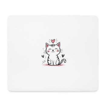 Niedliche Doodle‑Katze - Mousepad (Querformat) - Weiß - Vorne