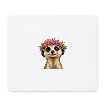 Suricate avec décoration florale - Tapis de souris (format paysage) - blanc - Devant