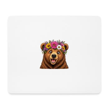 Ours avec décoration florale - Tapis de souris (format paysage) - blanc - Devant