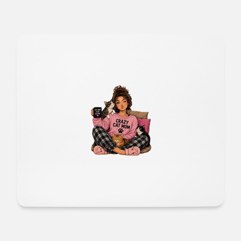 Crazy Cat Mom Kuscheldesign - Mousepad (Querformat) - Weiß
