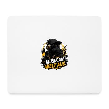 Music on - World off - Mouse Pad (horizontal) - white - Front