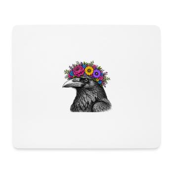 Crow's Head with Flower Crown - Mouse Pad (horizontal) - white - Front