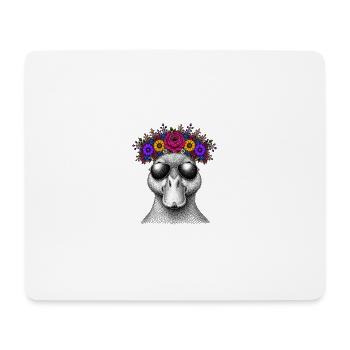 Ente mit Blumenkrone und Sonnenbrille - Mousepad (Querformat) - Weiß - Vorne