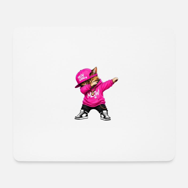 Dabbing Cat - Mousepad (Querformat) - Weiß