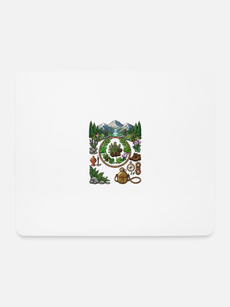 Vintage Pixel Art Wandern Vorteil & Naturerkundung - Mousepad (Querformat) - Weiß