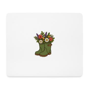 Flowers in rubber boots - Mouse Pad (horizontal) - white - Front