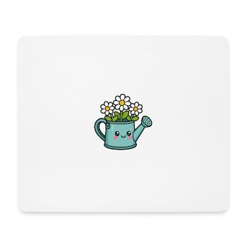 Blumige Gießkanne Cartoon - Mousepad (Querformat) - Weiß - Vorne