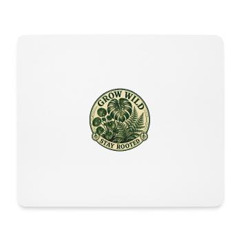Grow Wild – Vintage Monstera Pilea Badge - Mousepad (Querformat) - Weiß - Vorne