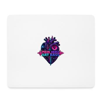 Mein Herz Hat Bass – Festival & Techno Heart Beat - Mousepad (Querformat) - Weiß - Vorne